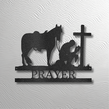 Rustic Cowboy Wall Art – Personalized Kneeling Cowboy Steel Sign