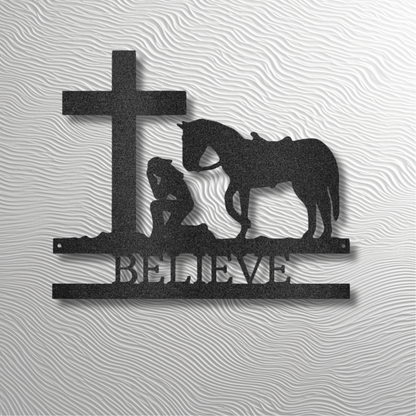 Western Cowgirl Monogram Sign – Rustic Faith-Inspired Metal Art | USA Made