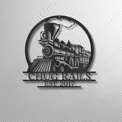 Vintage Train Steel Sign – Personalized Metal Wall Decor | Fast USA Shipping