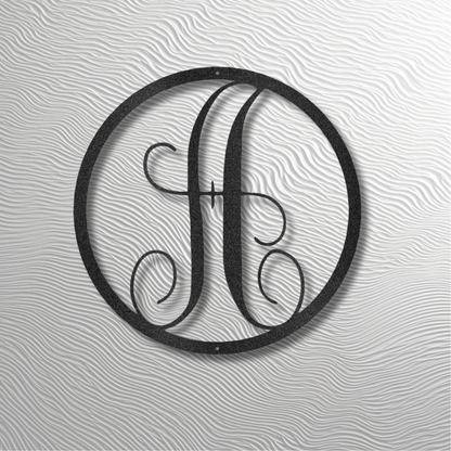 Personalized Initial Circle Sign – Metal Monogram Wall Decor