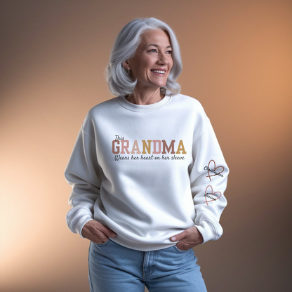 Heart on Her Sleeve Custom Sweatshirt for Grandma