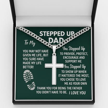 Stepped-Up Dad Cross Necklace | Personalized Father's Day Gift