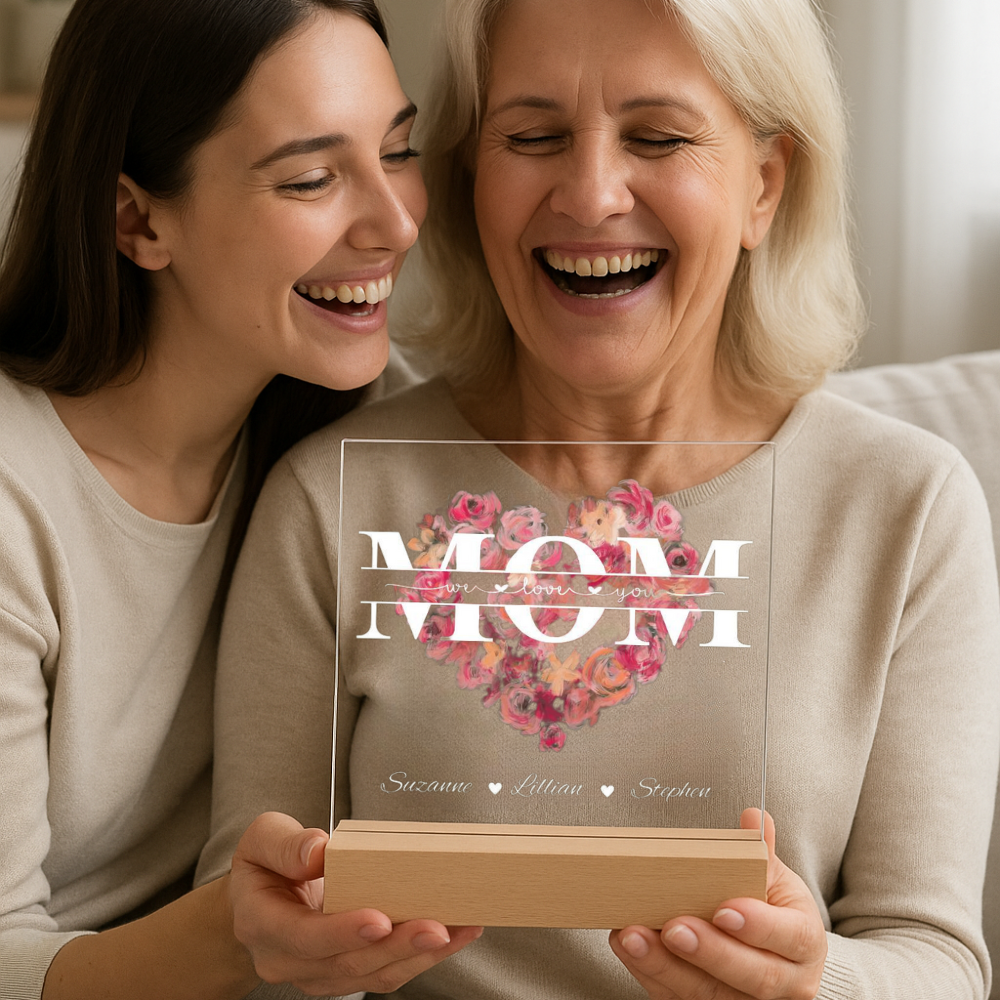 Mom (Soft Flower) Personalized Acrylic Plaque