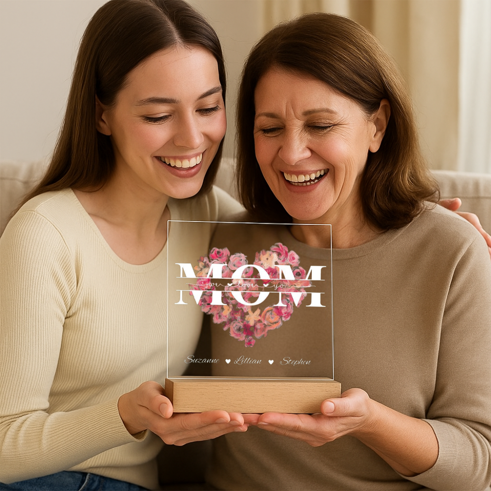 Mom (Soft Flower) Personalized Acrylic Plaque