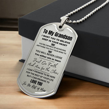 TIMELESS GIFT FOR YOUR GRANDSON: PERSONALIZED DOG TAG NECKLACE! 💙