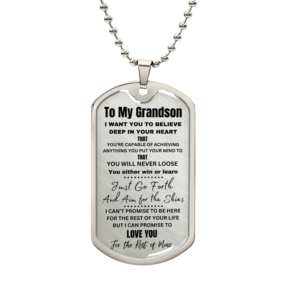 TIMELESS GIFT FOR YOUR GRANDSON: PERSONALIZED DOG TAG NECKLACE! 💙