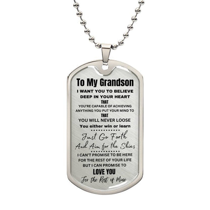 TIMELESS GIFT FOR YOUR GRANDSON: PERSONALIZED DOG TAG NECKLACE! 💙