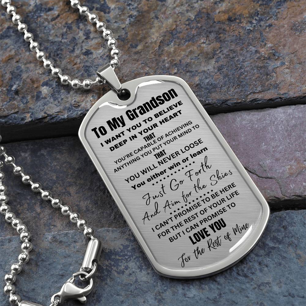 TIMELESS GIFT FOR YOUR GRANDSON: PERSONALIZED DOG TAG NECKLACE! 💙