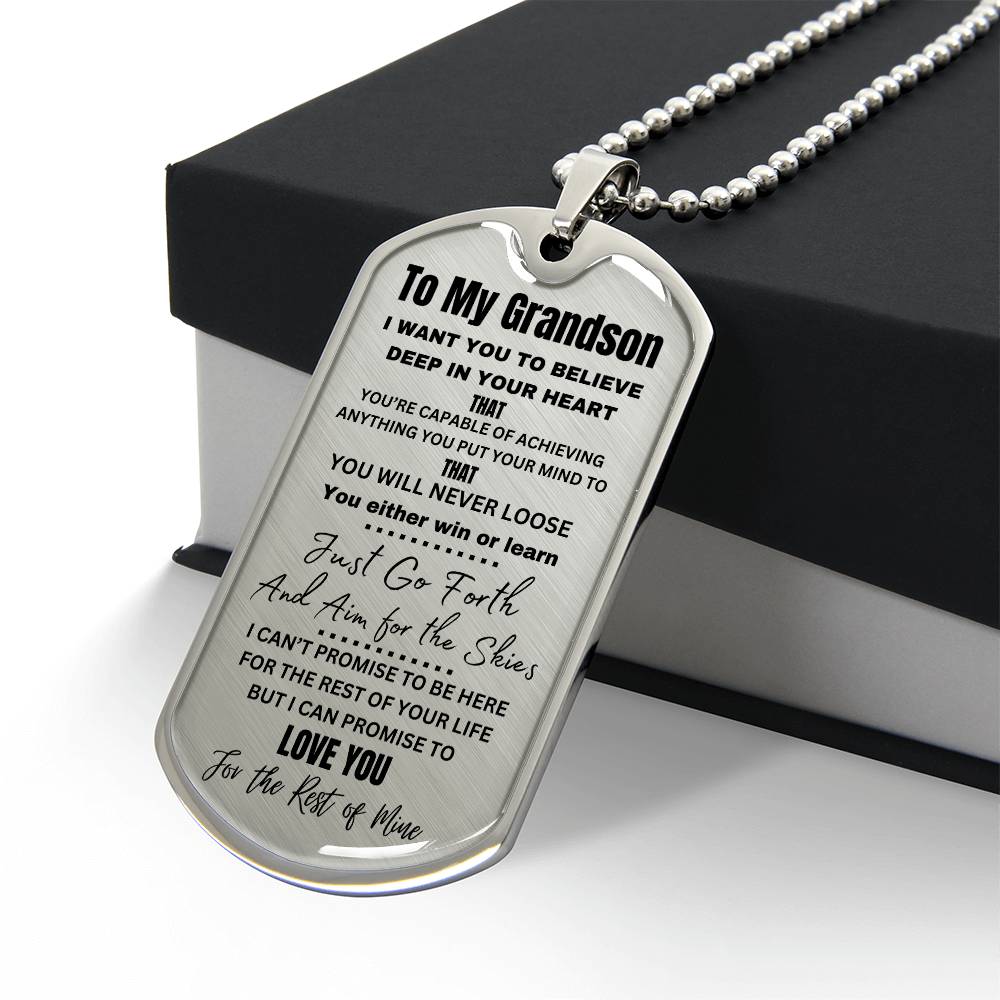 TIMELESS GIFT FOR YOUR GRANDSON: PERSONALIZED DOG TAG NECKLACE! 💙