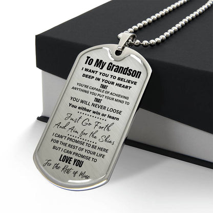 TIMELESS GIFT FOR YOUR GRANDSON: PERSONALIZED DOG TAG NECKLACE! 💙
