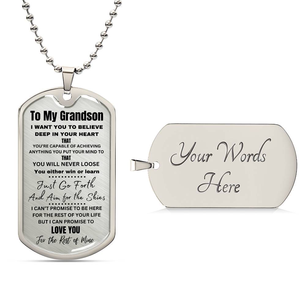 TIMELESS GIFT FOR YOUR GRANDSON: PERSONALIZED DOG TAG NECKLACE! 💙
