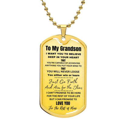 TIMELESS GIFT FOR YOUR GRANDSON: PERSONALIZED DOG TAG NECKLACE! 💙