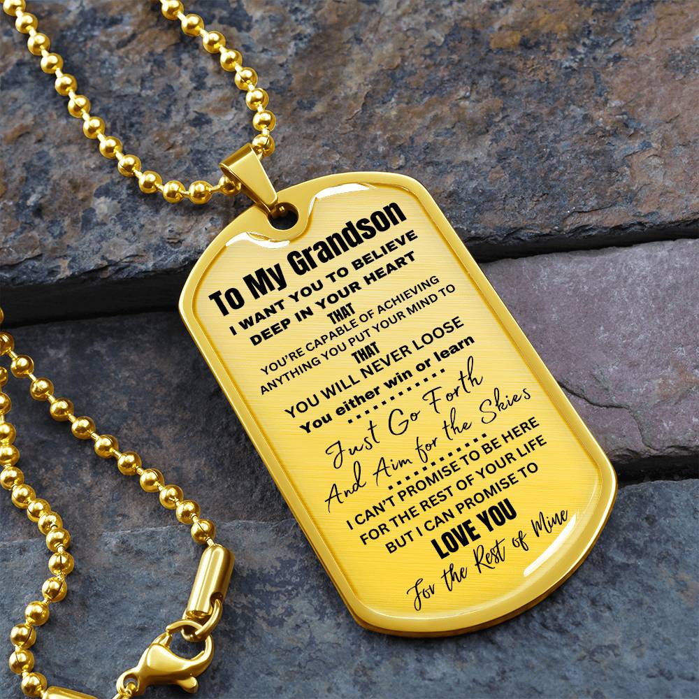 TIMELESS GIFT FOR YOUR GRANDSON: PERSONALIZED DOG TAG NECKLACE! 💙