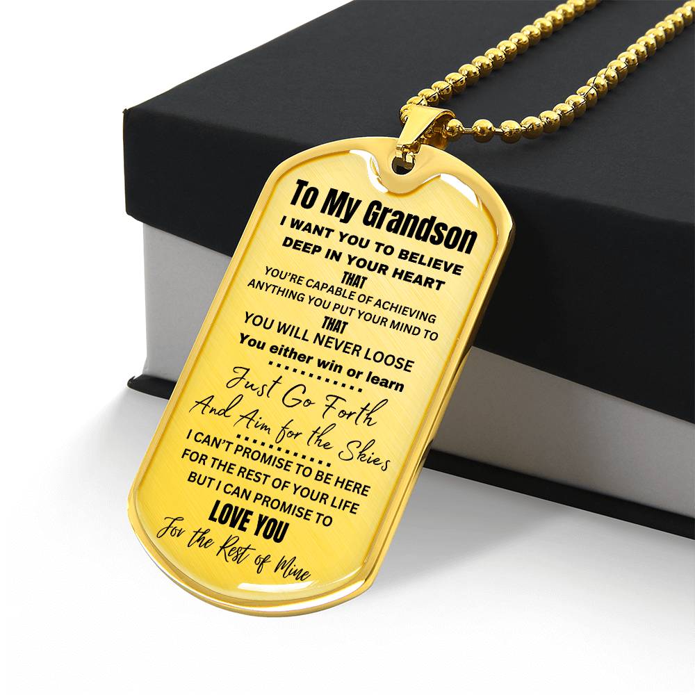 TIMELESS GIFT FOR YOUR GRANDSON: PERSONALIZED DOG TAG NECKLACE! 💙