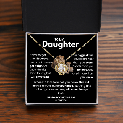 Meaningful Dad to Daughter Necklace – ‘This Old Lion Has Your Back'