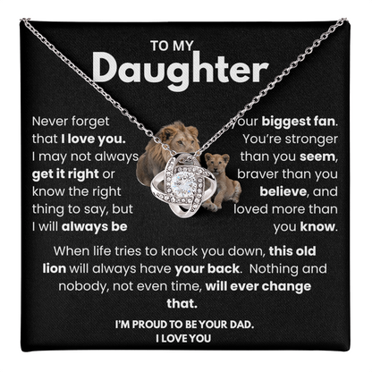 Meaningful Dad to Daughter Necklace – ‘This Old Lion Has Your Back'