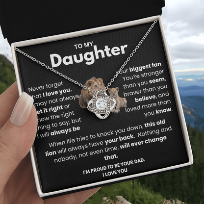 Meaningful Dad to Daughter Necklace – ‘This Old Lion Has Your Back'