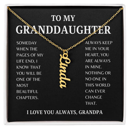 GIFT OF LOVE: ELEVATE YOUR GRANDDAUGHTER'S STYLE VERTICAL NAME NECKLACE!