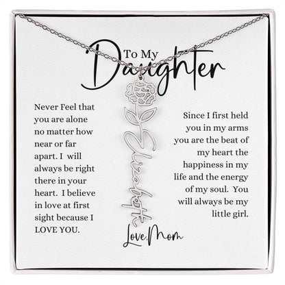 ELEGANCE IN BLOOM : SILVER OR GOLD BIRTH FLOWER NAME NECKLACE WITH PENDANT