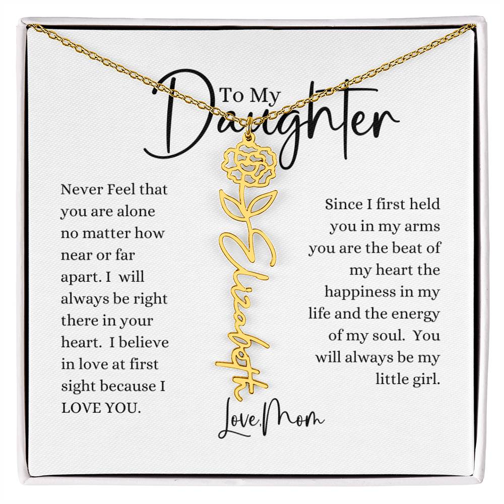 ELEGANCE IN BLOOM : SILVER OR GOLD BIRTH FLOWER NAME NECKLACE WITH PENDANT