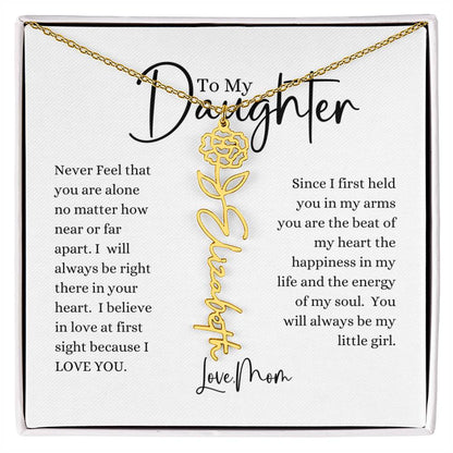 ELEGANCE IN BLOOM : SILVER OR GOLD BIRTH FLOWER NAME NECKLACE WITH PENDANT