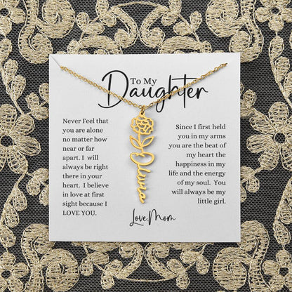 ELEGANCE IN BLOOM : SILVER OR GOLD BIRTH FLOWER NAME NECKLACE WITH PENDANT