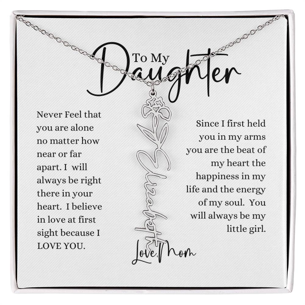 ELEGANCE IN BLOOM : SILVER OR GOLD BIRTH FLOWER NAME NECKLACE WITH PENDANT