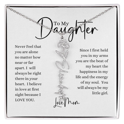 ELEGANCE IN BLOOM : SILVER OR GOLD BIRTH FLOWER NAME NECKLACE WITH PENDANT