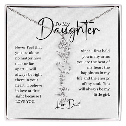 ELEGANCE IN BLOOM:  SILVER OR GOLD BIRTH FLOWER NAME NECKLACE WITH PENDANT