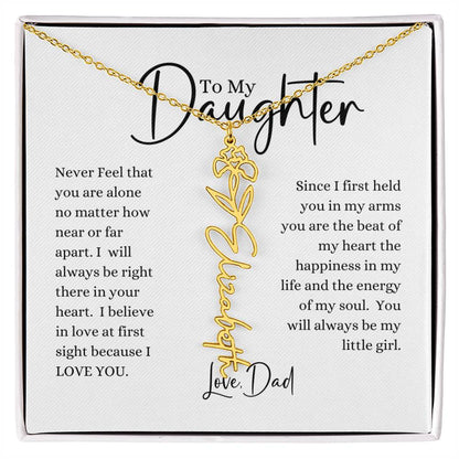 ELEGANCE IN BLOOM:  SILVER OR GOLD BIRTH FLOWER NAME NECKLACE WITH PENDANT