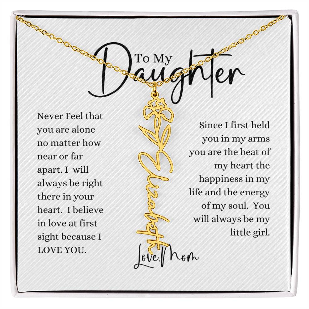 ELEGANCE IN BLOOM : SILVER OR GOLD BIRTH FLOWER NAME NECKLACE WITH PENDANT