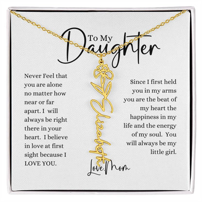 ELEGANCE IN BLOOM : SILVER OR GOLD BIRTH FLOWER NAME NECKLACE WITH PENDANT