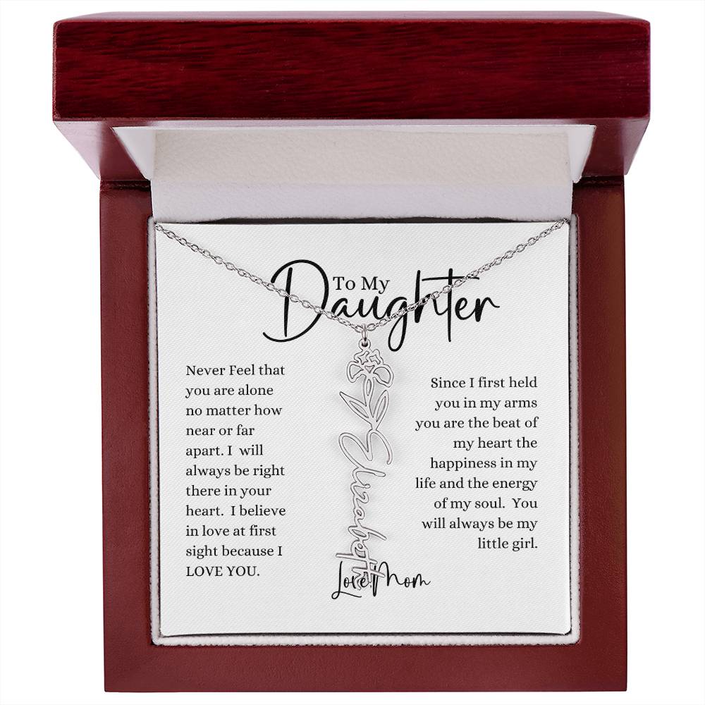 ELEGANCE IN BLOOM : SILVER OR GOLD BIRTH FLOWER NAME NECKLACE WITH PENDANT