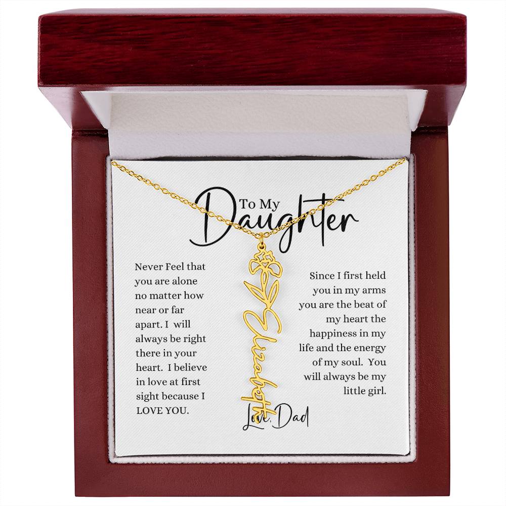 ELEGANCE IN BLOOM:  SILVER OR GOLD BIRTH FLOWER NAME NECKLACE WITH PENDANT