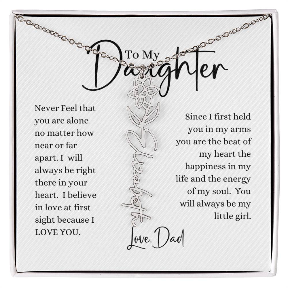 ELEGANCE IN BLOOM:  SILVER OR GOLD BIRTH FLOWER NAME NECKLACE WITH PENDANT