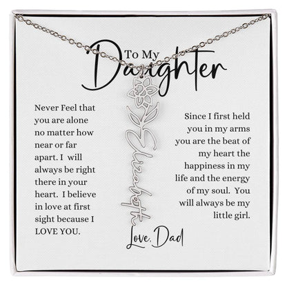 ELEGANCE IN BLOOM:  SILVER OR GOLD BIRTH FLOWER NAME NECKLACE WITH PENDANT