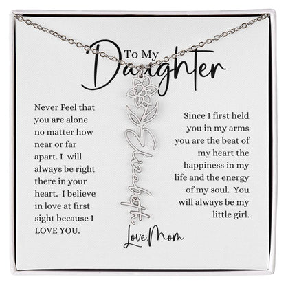 ELEGANCE IN BLOOM : SILVER OR GOLD BIRTH FLOWER NAME NECKLACE WITH PENDANT