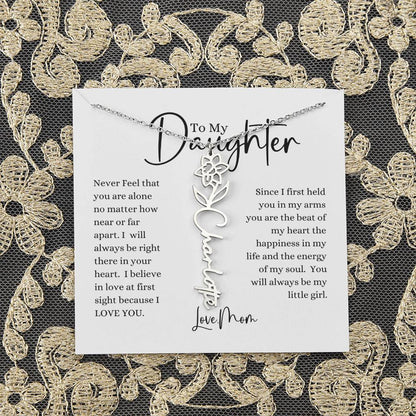 ELEGANCE IN BLOOM : SILVER OR GOLD BIRTH FLOWER NAME NECKLACE WITH PENDANT