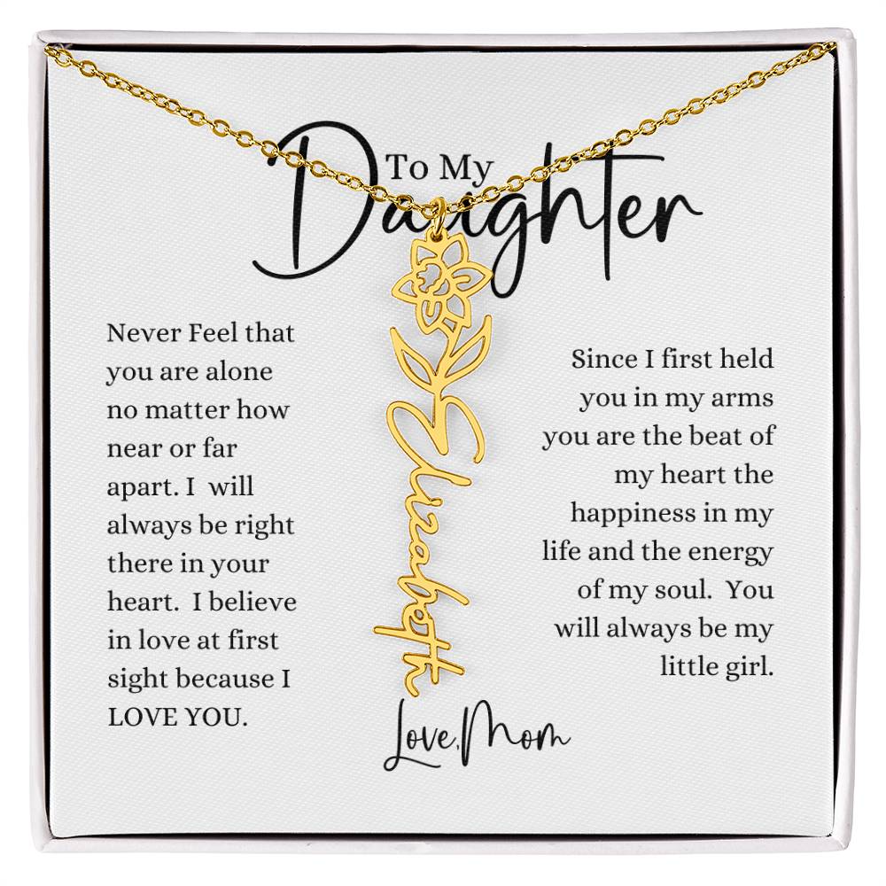 ELEGANCE IN BLOOM : SILVER OR GOLD BIRTH FLOWER NAME NECKLACE WITH PENDANT