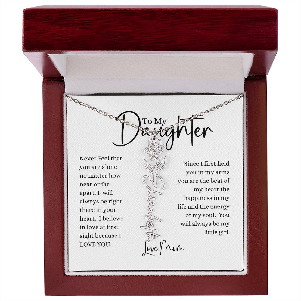 ELEGANCE IN BLOOM : SILVER OR GOLD BIRTH FLOWER NAME NECKLACE WITH PENDANT