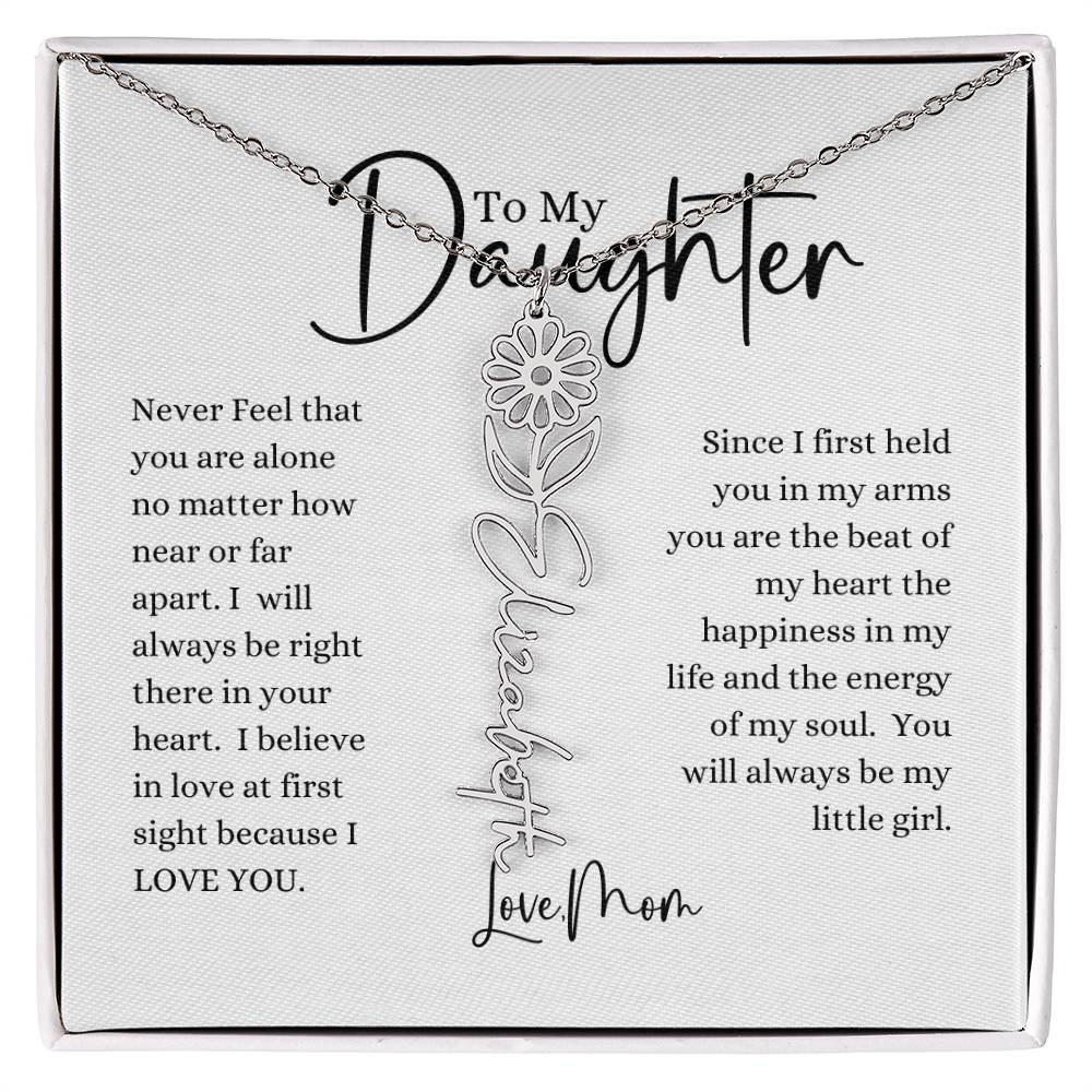 ELEGANCE IN BLOOM : SILVER OR GOLD BIRTH FLOWER NAME NECKLACE WITH PENDANT