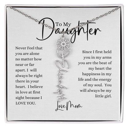ELEGANCE IN BLOOM : SILVER OR GOLD BIRTH FLOWER NAME NECKLACE WITH PENDANT