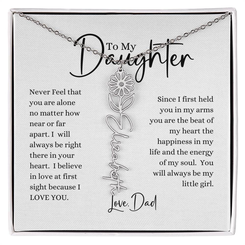 ELEGANCE IN BLOOM:  SILVER OR GOLD BIRTH FLOWER NAME NECKLACE WITH PENDANT