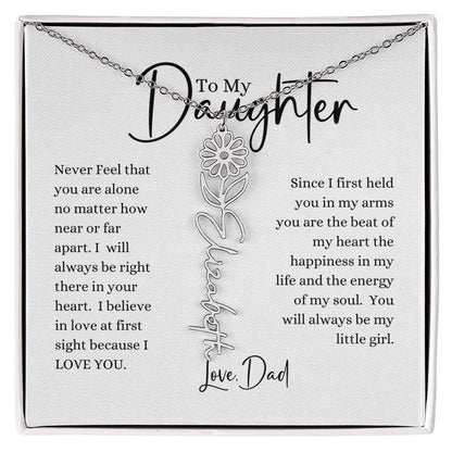 ELEGANCE IN BLOOM:  SILVER OR GOLD BIRTH FLOWER NAME NECKLACE WITH PENDANT