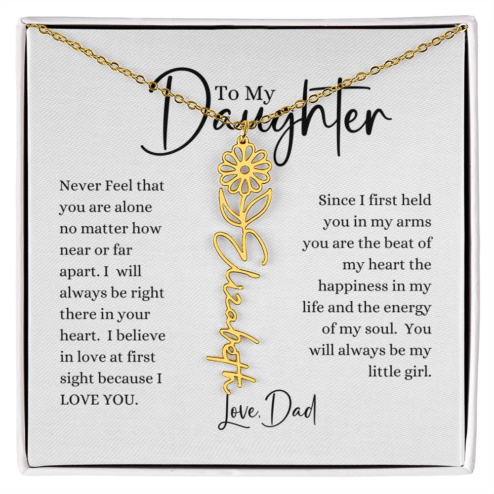 ELEGANCE IN BLOOM:  SILVER OR GOLD BIRTH FLOWER NAME NECKLACE WITH PENDANT