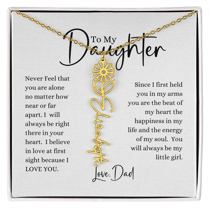 ELEGANCE IN BLOOM:  SILVER OR GOLD BIRTH FLOWER NAME NECKLACE WITH PENDANT