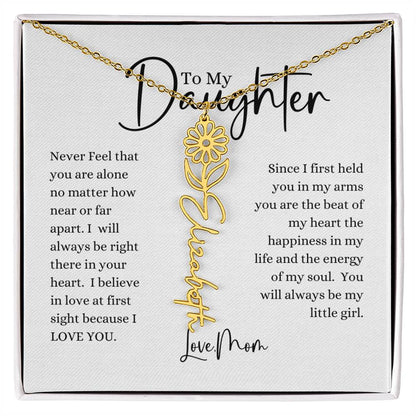 ELEGANCE IN BLOOM : SILVER OR GOLD BIRTH FLOWER NAME NECKLACE WITH PENDANT