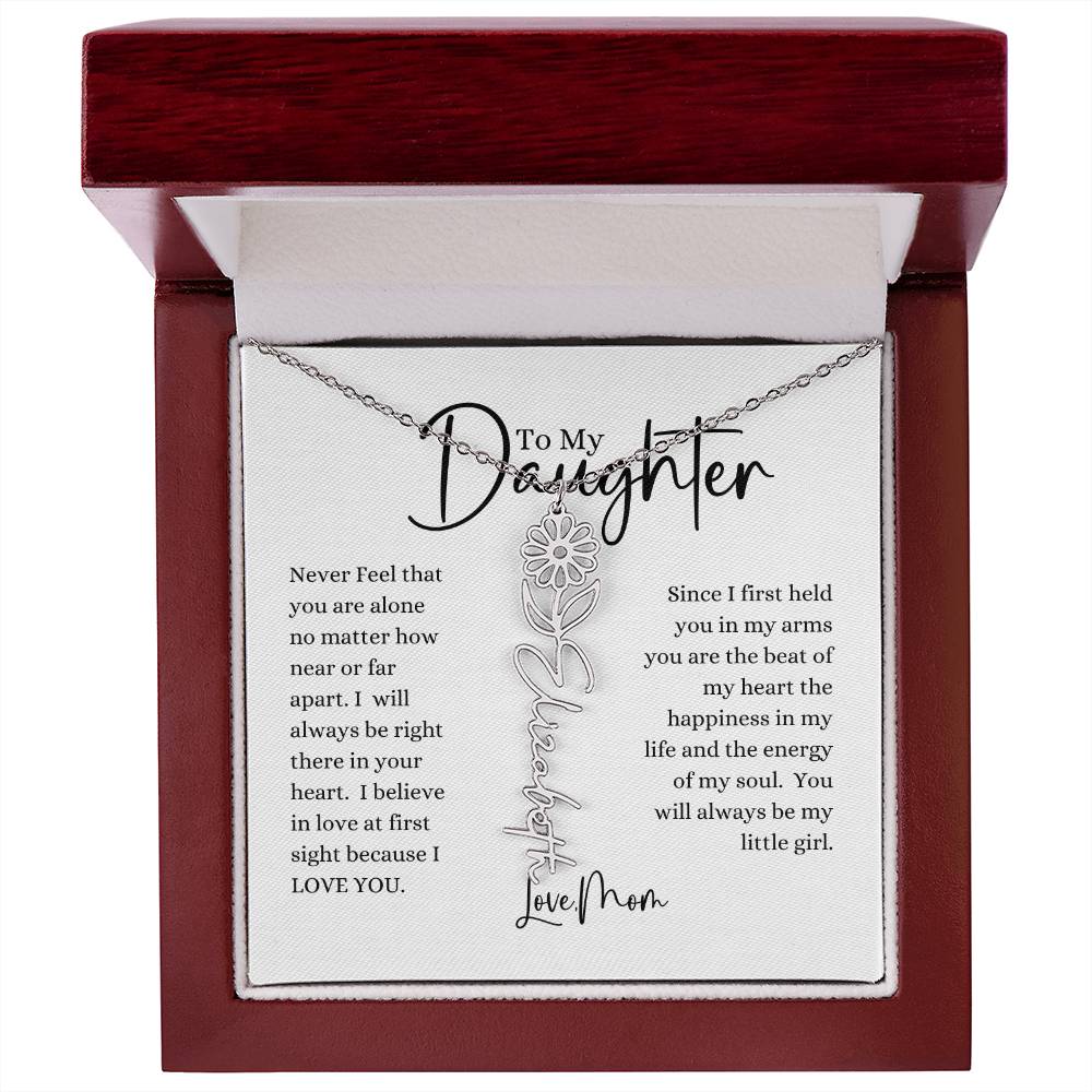 ELEGANCE IN BLOOM : SILVER OR GOLD BIRTH FLOWER NAME NECKLACE WITH PENDANT