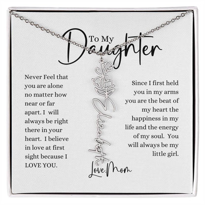ELEGANCE IN BLOOM : SILVER OR GOLD BIRTH FLOWER NAME NECKLACE WITH PENDANT