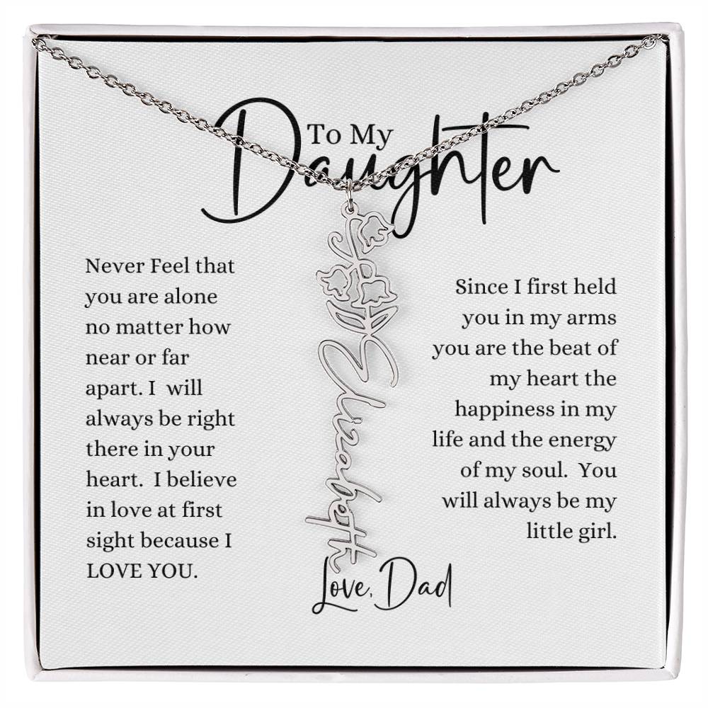ELEGANCE IN BLOOM:  SILVER OR GOLD BIRTH FLOWER NAME NECKLACE WITH PENDANT